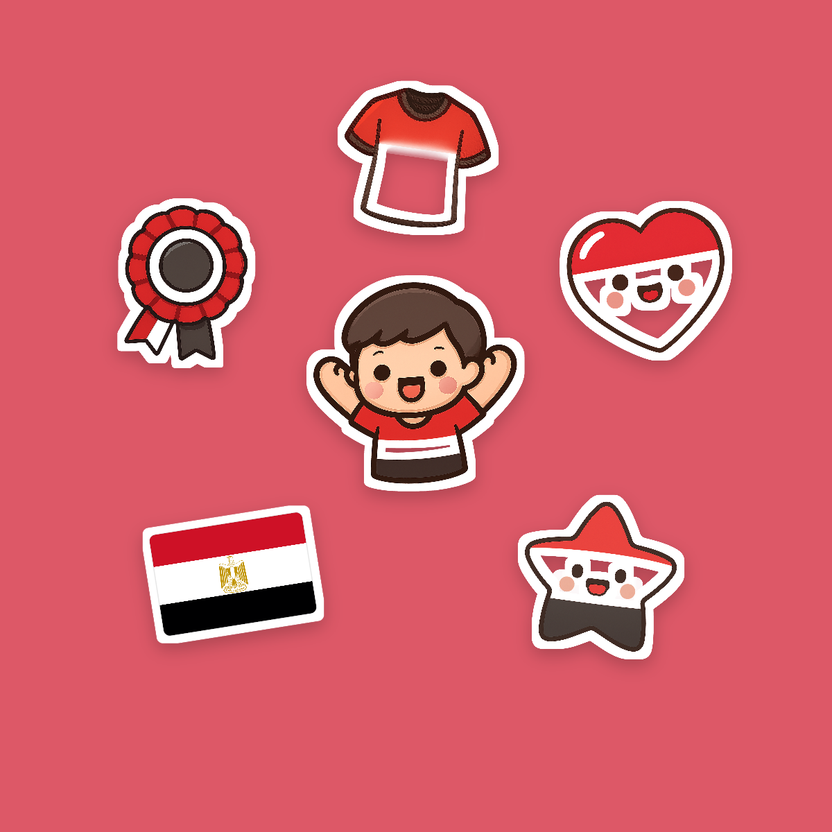 Egypt Football Fan Sticker Pack — 16 Kawaii Die-Cut Supporter Stickers (PNG + SVG) preview 2