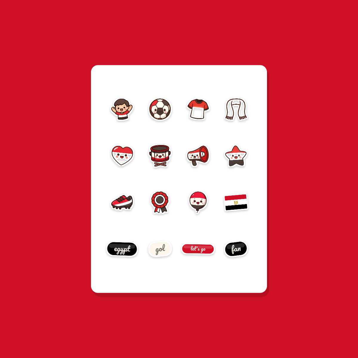 Egypt Football Fan Sticker Pack — 16 Kawaii Die-Cut Supporter Stickers (PNG + SVG) preview 3