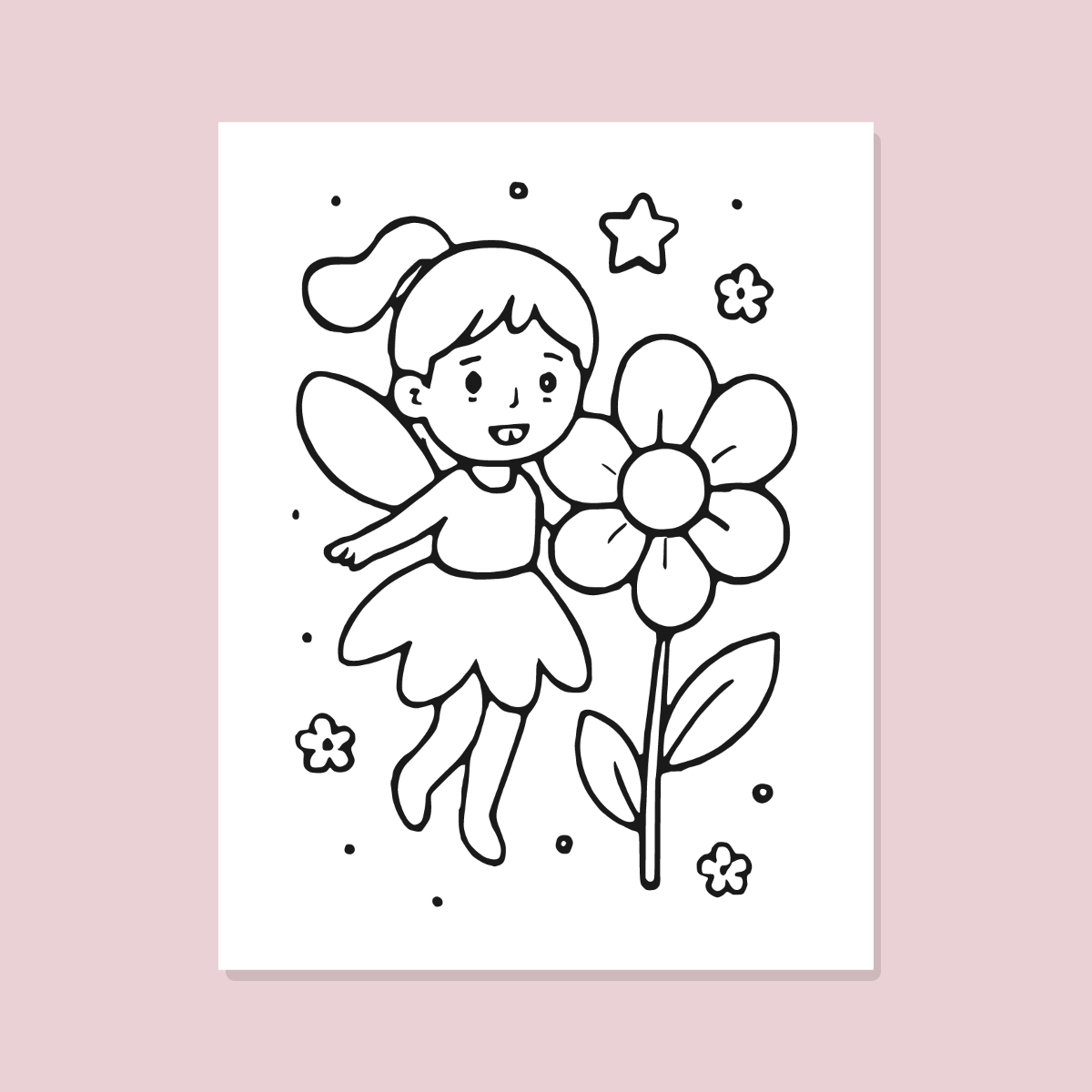 Fairy Coloring Pages for Kids — 10 Easy Printable Coloring Sheets (Cute Fairies, Baby Fairy & More) preview 3