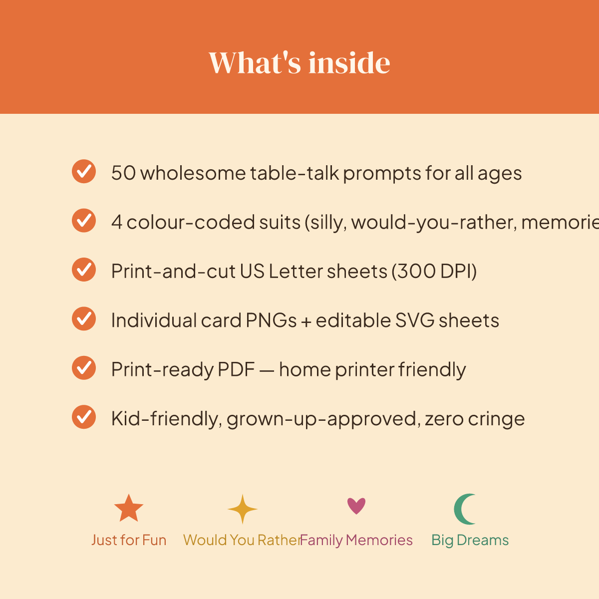 Family Dinner Conversation Cards — 49 Printable Table-Talk Prompts for Families & Kids preview 4