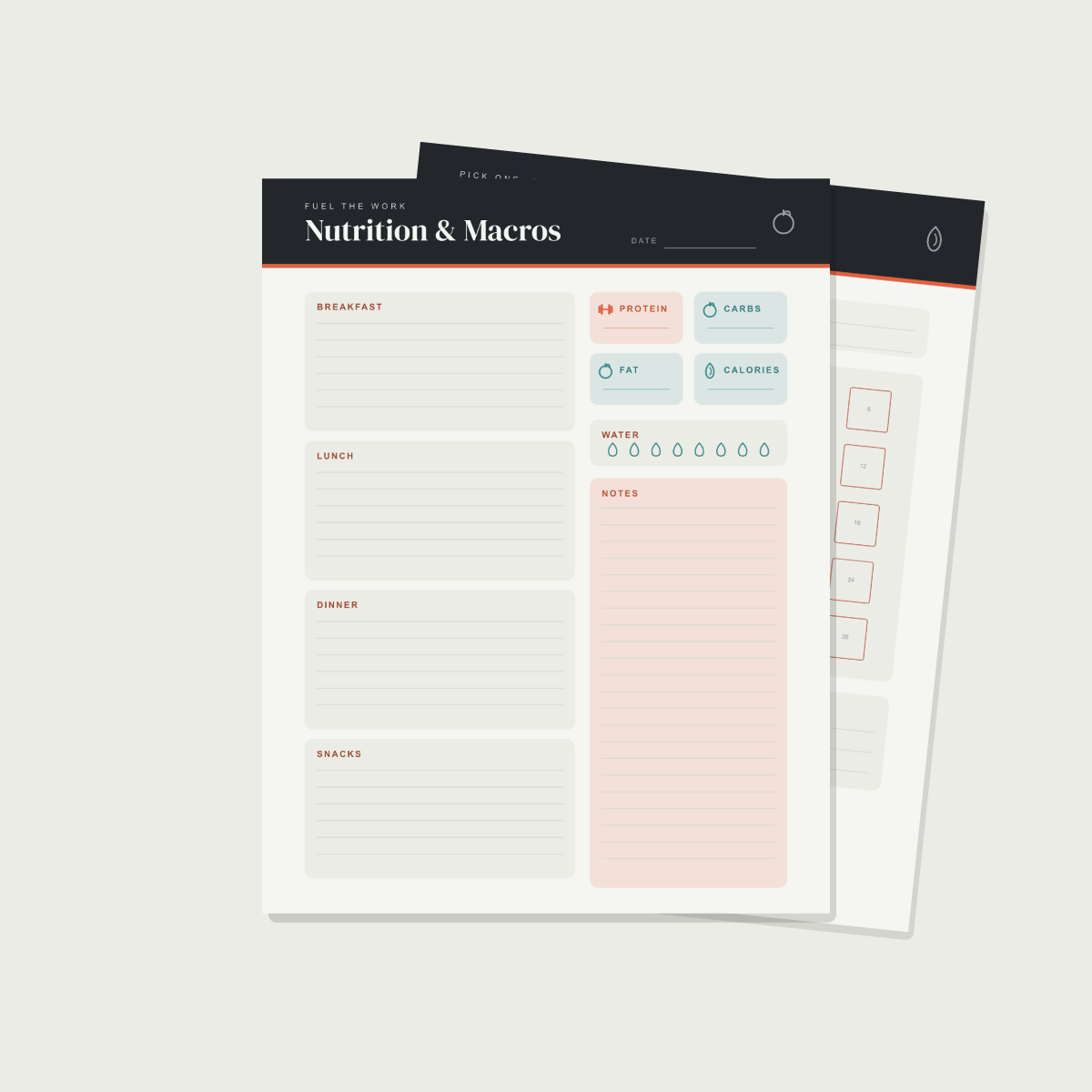Fitness & Workout Planner — 13 Printable Pages (Workout Log, Weekly Split, Cardio, Nutrition, Measurements + Progress · A4 + US Letter PDF + SVG) preview 4