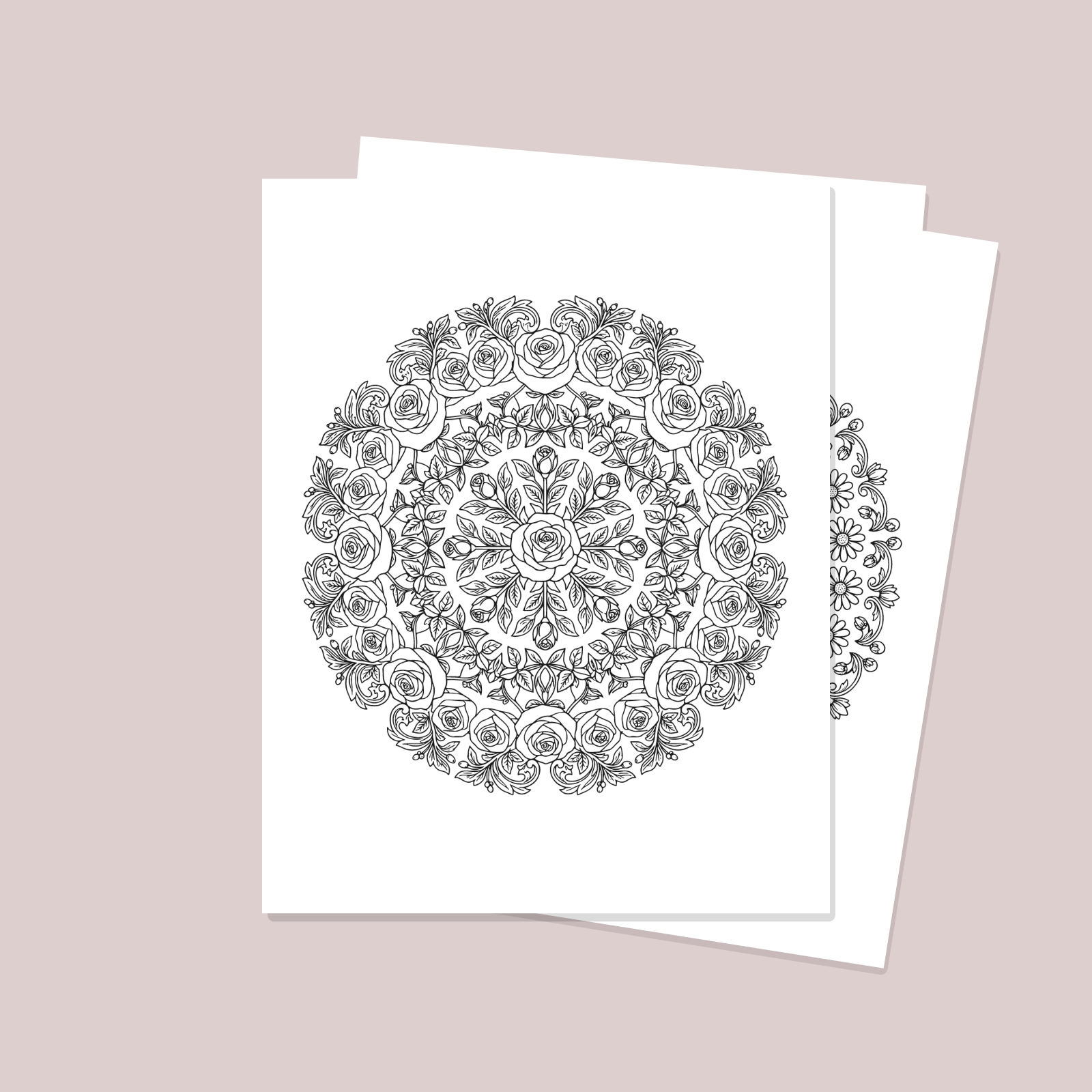 Floral Mandala Coloring Pages — 10 Printable Adult Coloring Sheets (Roses, Lotus, Peony & More)