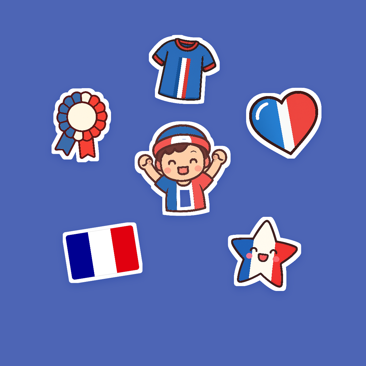 France Football Fan Sticker Pack — 16 Kawaii Die-Cut Supporter Stickers (PNG + SVG) preview 2