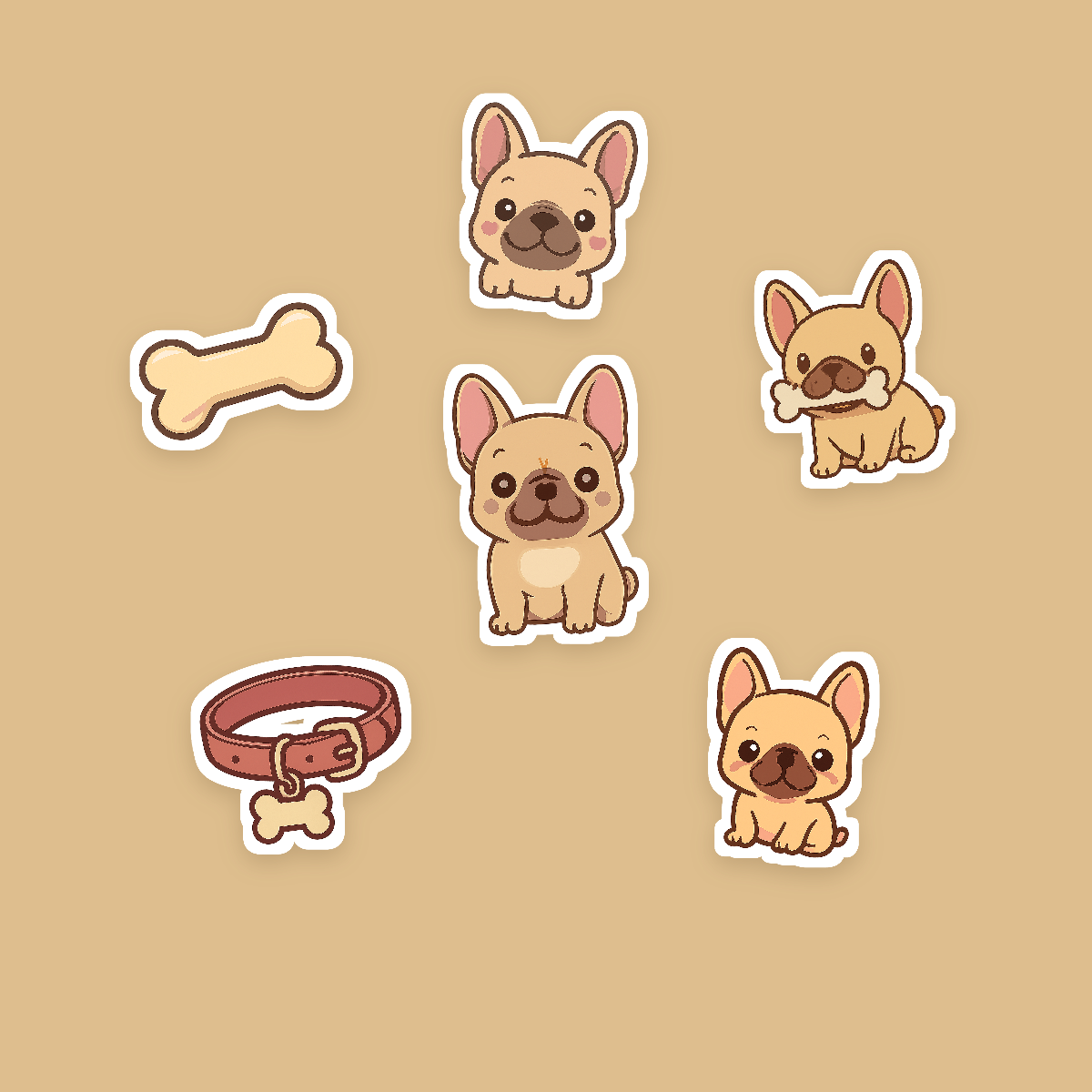 French Bulldog Kawaii Sticker Pack — Dog Mom Die-Cut Stickers (PNG + SVG, Commercial Use) preview 2
