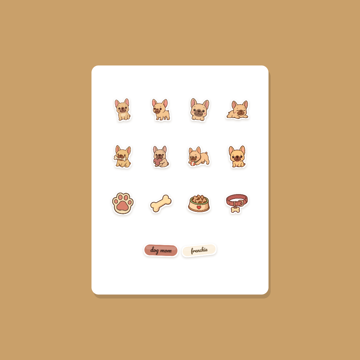 French Bulldog Kawaii Sticker Pack — Dog Mom Die-Cut Stickers (PNG + SVG, Commercial Use) preview 3