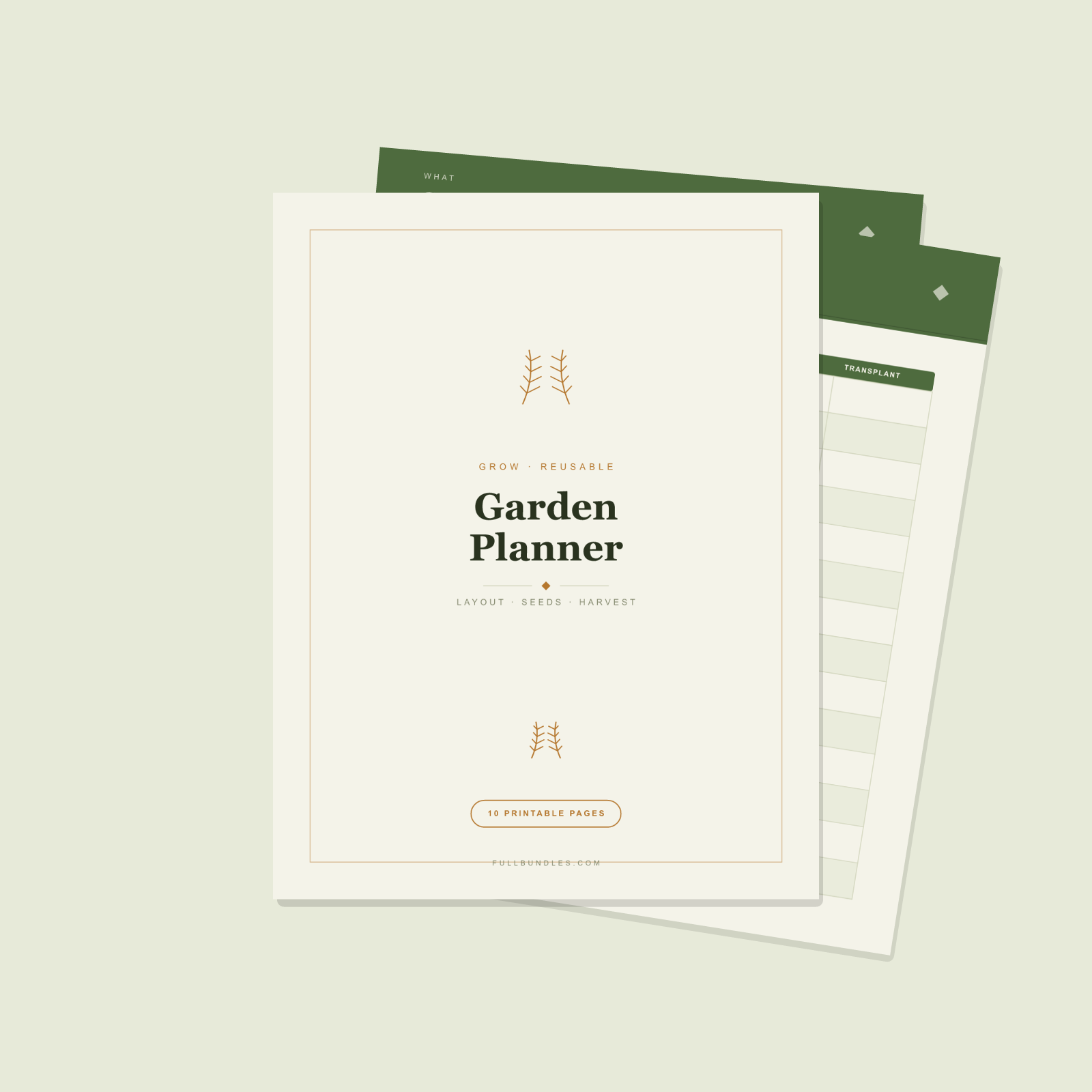 Garden Planner — 10 Printable Pages (Layout, Seeds, Harvest · A4 + US Letter PDF + SVG)