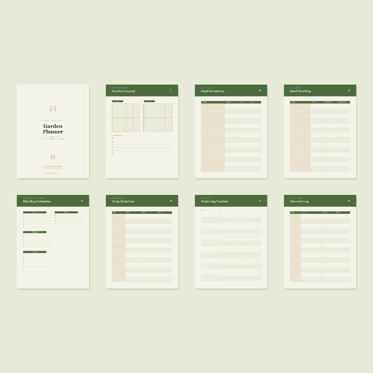 Garden Planner — 10 Printable Pages (Layout, Seeds, Harvest · A4 + US Letter PDF + SVG) preview 3