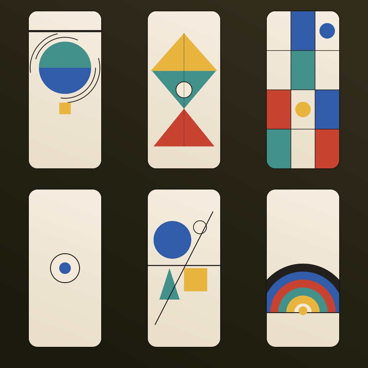 Geometric Bauhaus Wallpapers — 12 Bold Primary Shape Lock Screens (iPhone + Android) preview 2