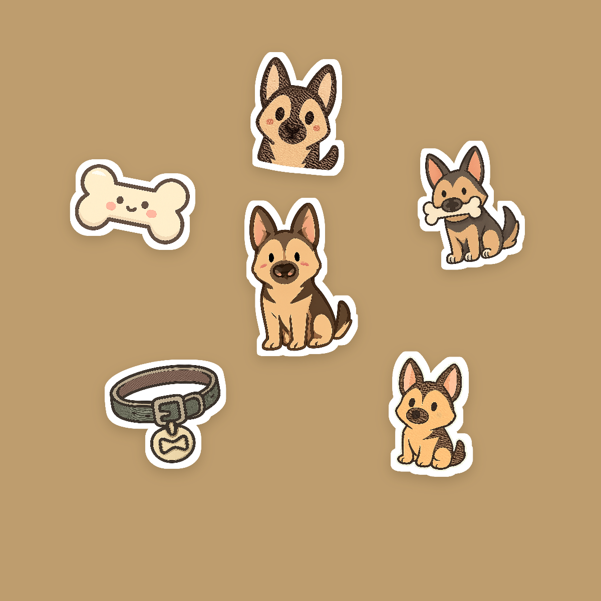 German Shepherd Kawaii Sticker Pack — Dog Mom Die-Cut Stickers (PNG + SVG, Commercial Use) preview 2