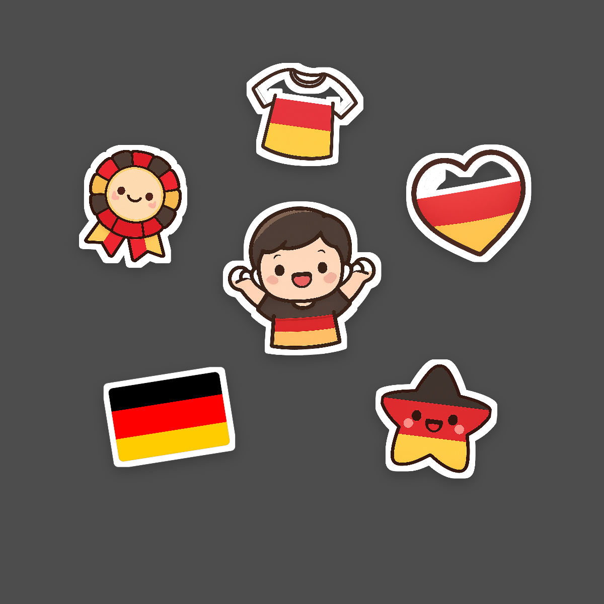 Germany Football Fan Sticker Pack — 16 Kawaii Die-Cut Supporter Stickers (PNG + SVG) preview 2
