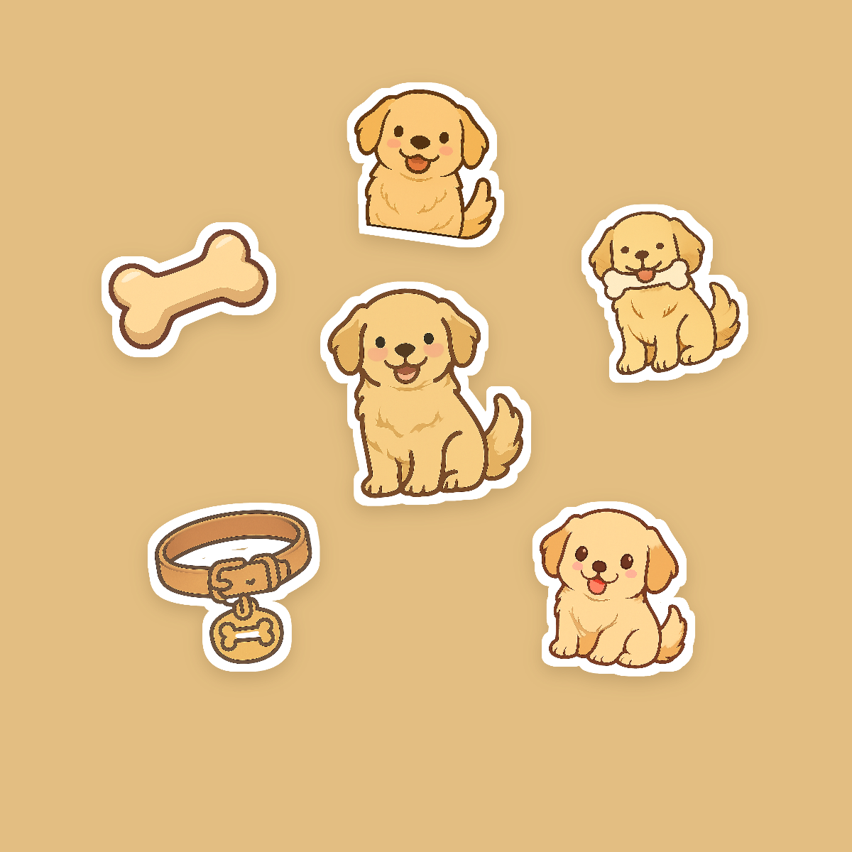 Golden Retriever Kawaii Sticker Pack — Dog Mom Die-Cut Stickers (PNG + SVG, Commercial Use) preview 2