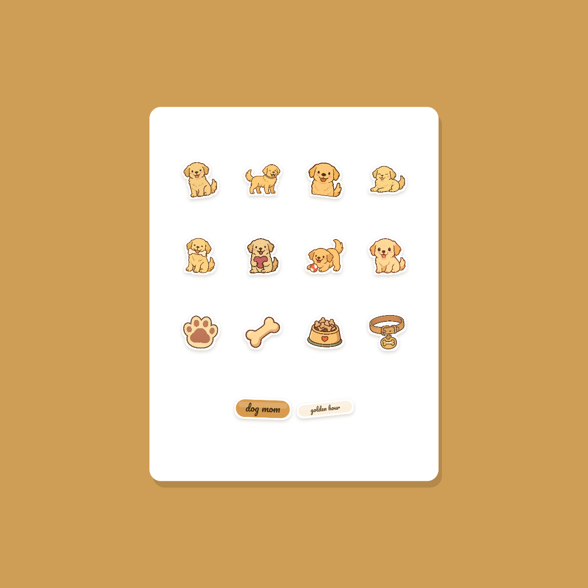 Golden Retriever Kawaii Sticker Pack — Dog Mom Die-Cut Stickers (PNG + SVG, Commercial Use) preview 3
