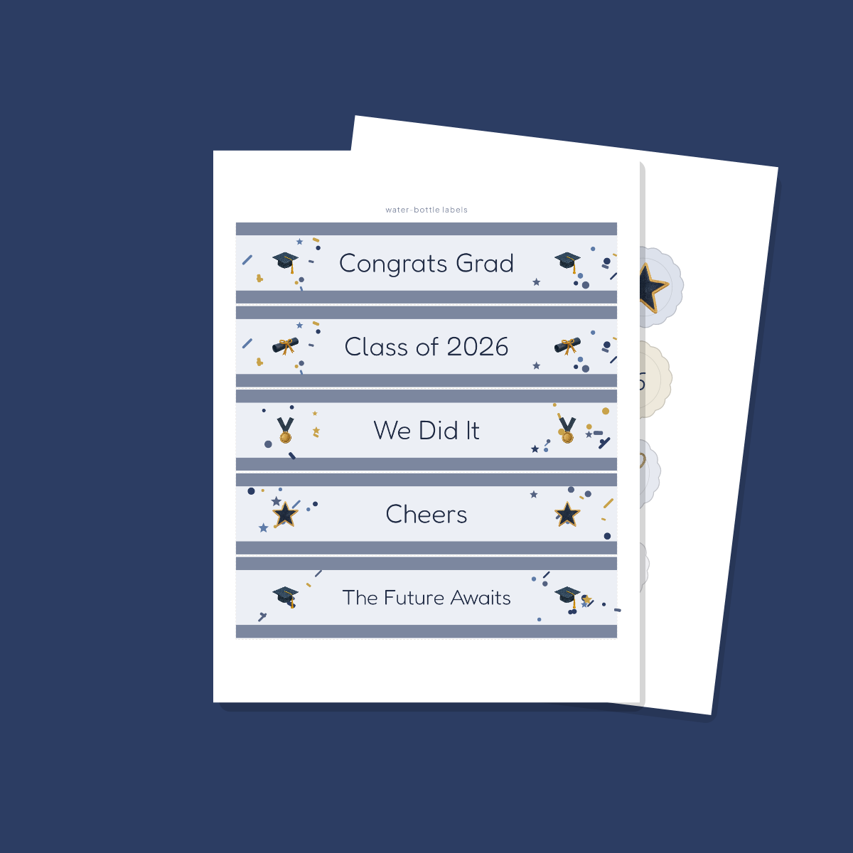 Graduation Party Printables Set — Cupcake Toppers, Favor Tags, Labels & Welcome Sign (Printable PDF + SVG) preview 4
