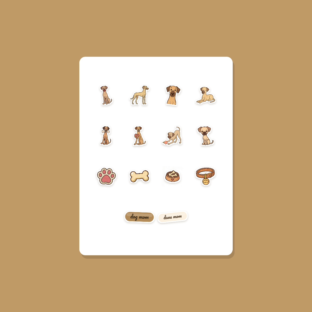 Great Dane Kawaii Sticker Pack — Dog Mom Die-Cut Stickers (PNG + SVG, Commercial Use) preview 3