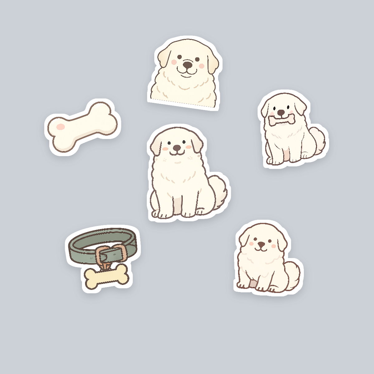 Great Pyrenees Kawaii Sticker Pack — Dog Mom Die-Cut Stickers (PNG + SVG, Commercial Use) preview 2