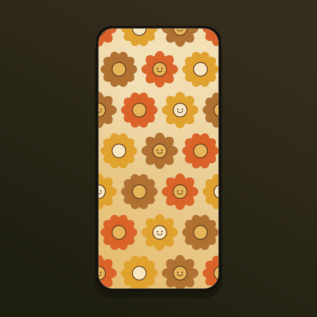 Groovy Retro Daisy Wallpapers — 12 70s Smiley Flower Lock Screens (iPhone + Android) preview 3