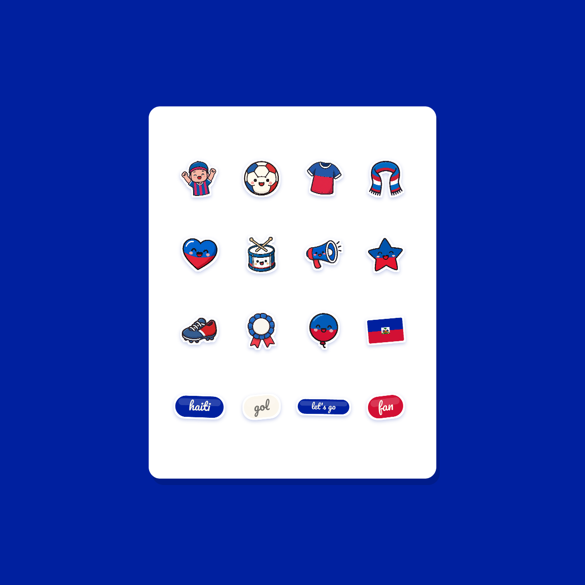 Haiti Football Fan Sticker Pack — 16 Kawaii Die-Cut Supporter Stickers (PNG + SVG) preview 3
