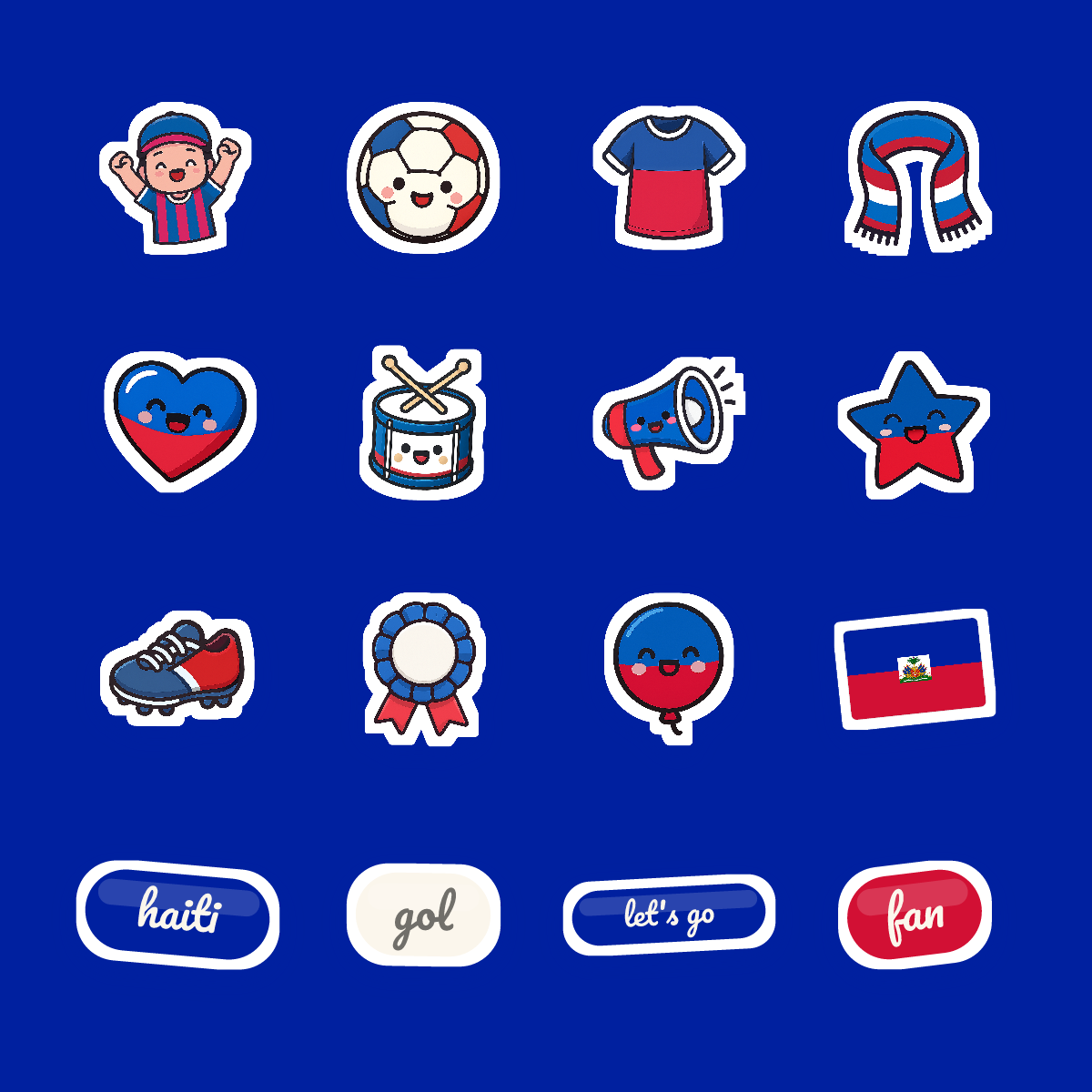 Haiti Football Fan Sticker Pack — 16 Kawaii Die-Cut Supporter Stickers (PNG + SVG) preview 4