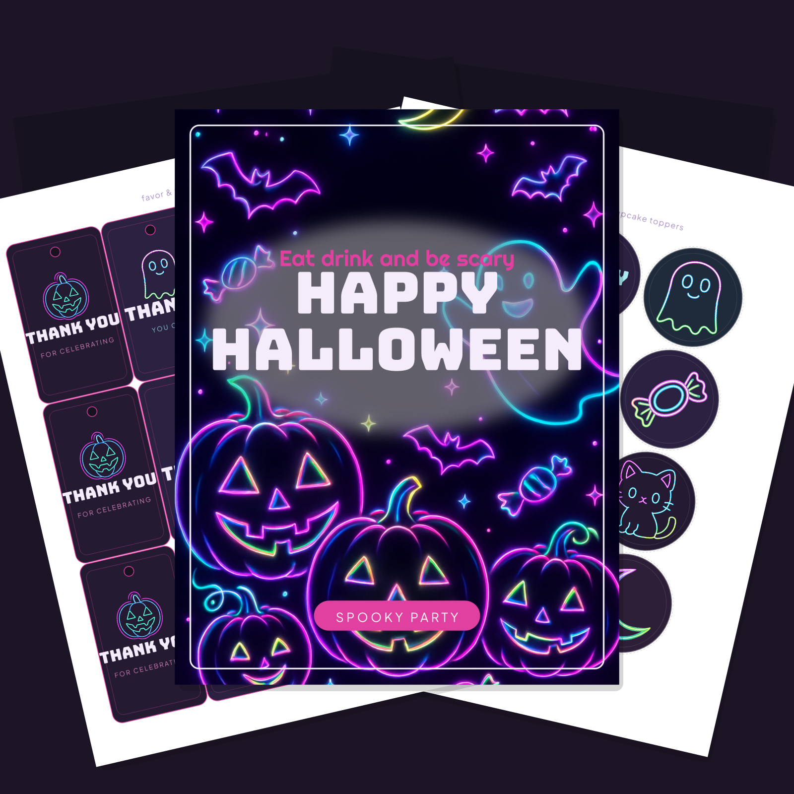 Halloween Party Printables Mega-Bundle — All 10 Art Styles (70 Sheets: Invitations, Banners, Toppers, Tags & More) — PDF + SVG preview 2