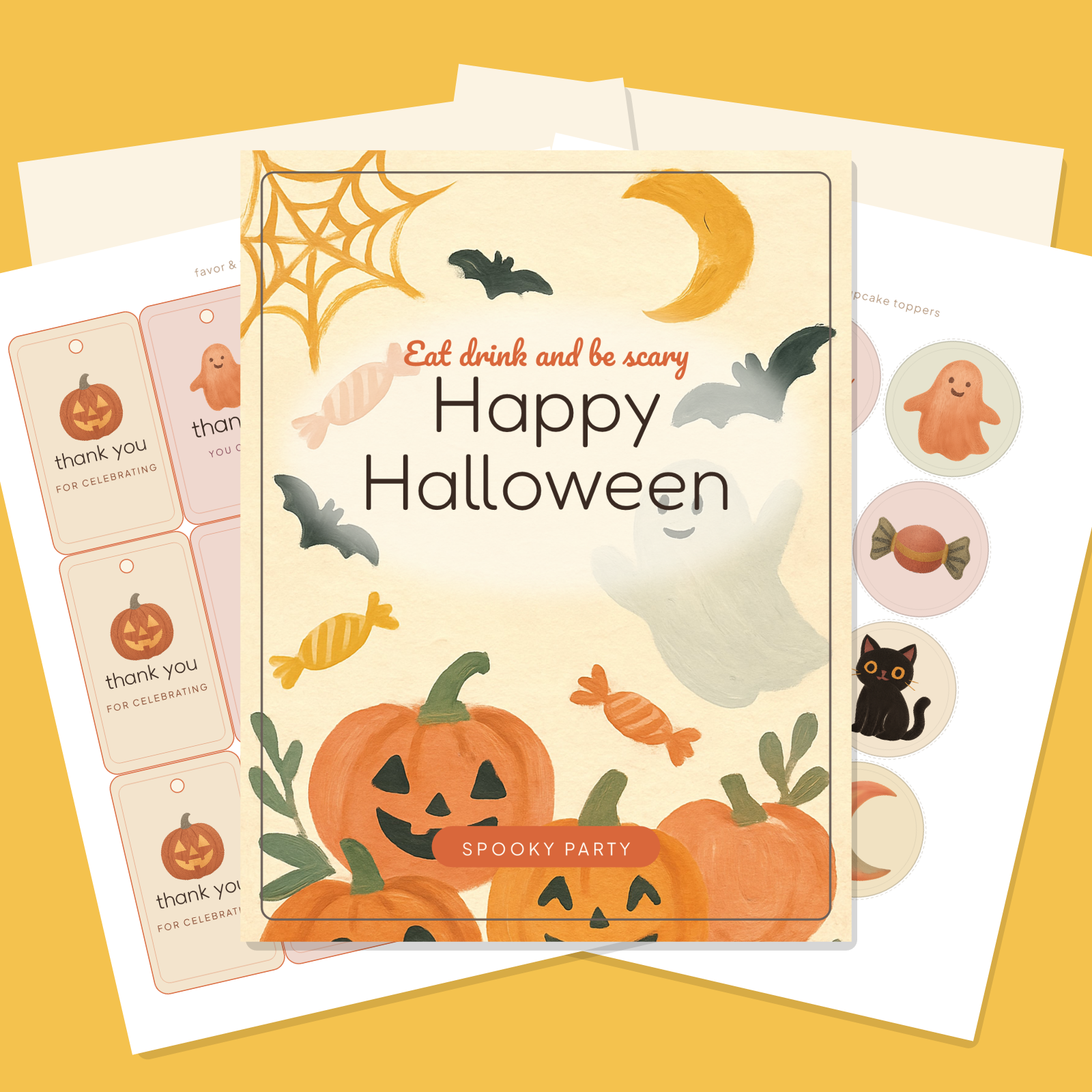 Halloween Party Printables Mega-Bundle — All 10 Art Styles (70 Sheets: Invitations, Banners, Toppers, Tags & More) — PDF + SVG preview 4