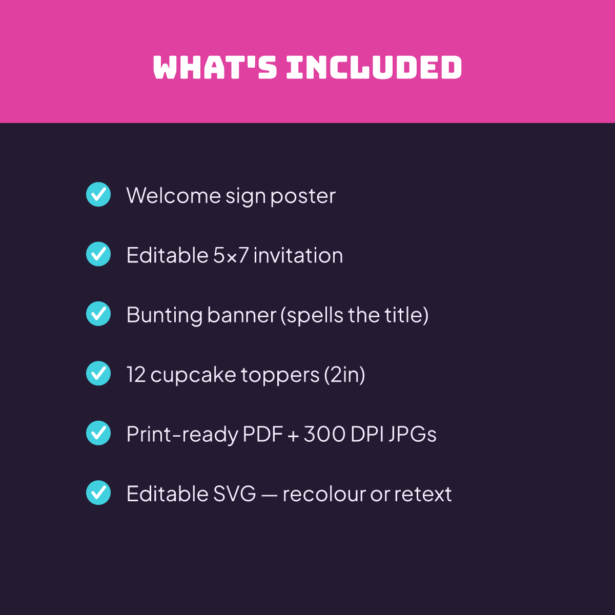 Halloween Party Printables — Neon Y2K (Invitation, Banner, Cupcake Toppers, Tags, Labels & Welcome Sign) — Printable PDF + SVG preview 5