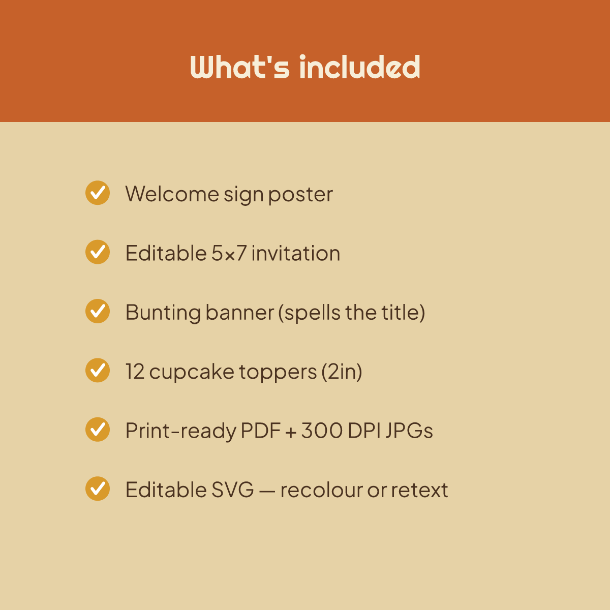 Halloween Party Printables — Retro 70s (Invitation, Banner, Cupcake Toppers, Tags, Labels & Welcome Sign) — Printable PDF + SVG preview 5