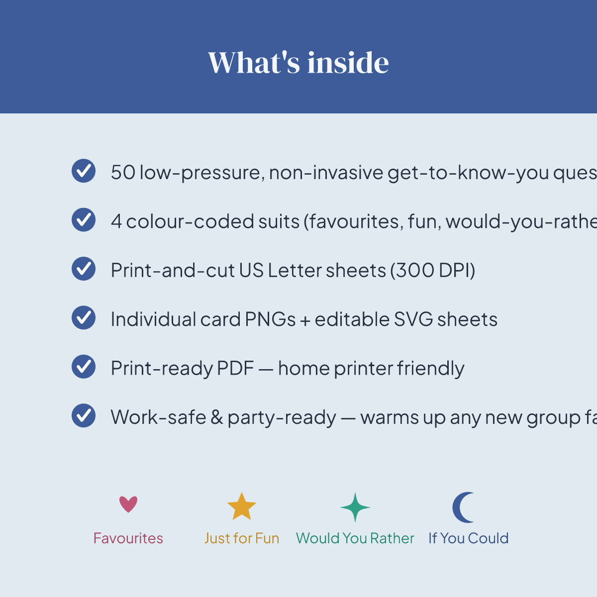 Icebreaker Questions Cards — 48 Printable Get-to-Know-You Prompts preview 4