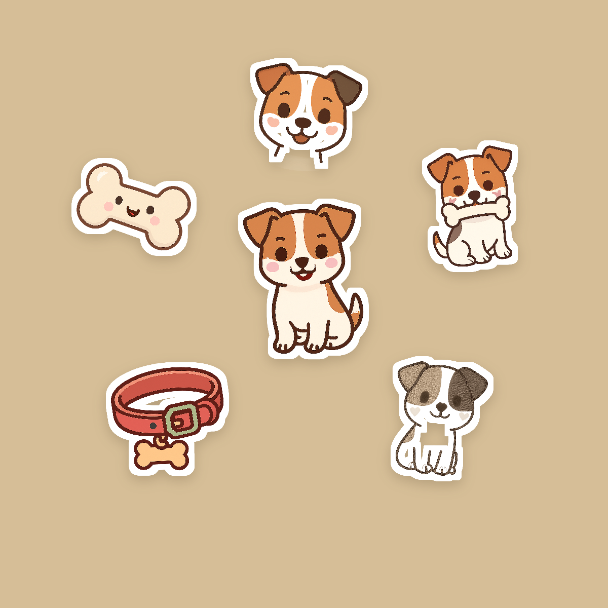 Jack Russell Terrier Kawaii Sticker Pack — Dog Mom Die-Cut Stickers (PNG + SVG, Commercial Use) preview 2