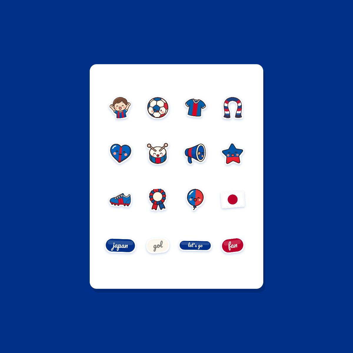 Japan Football Fan Sticker Pack — 16 Kawaii Die-Cut Supporter Stickers (PNG + SVG) preview 3