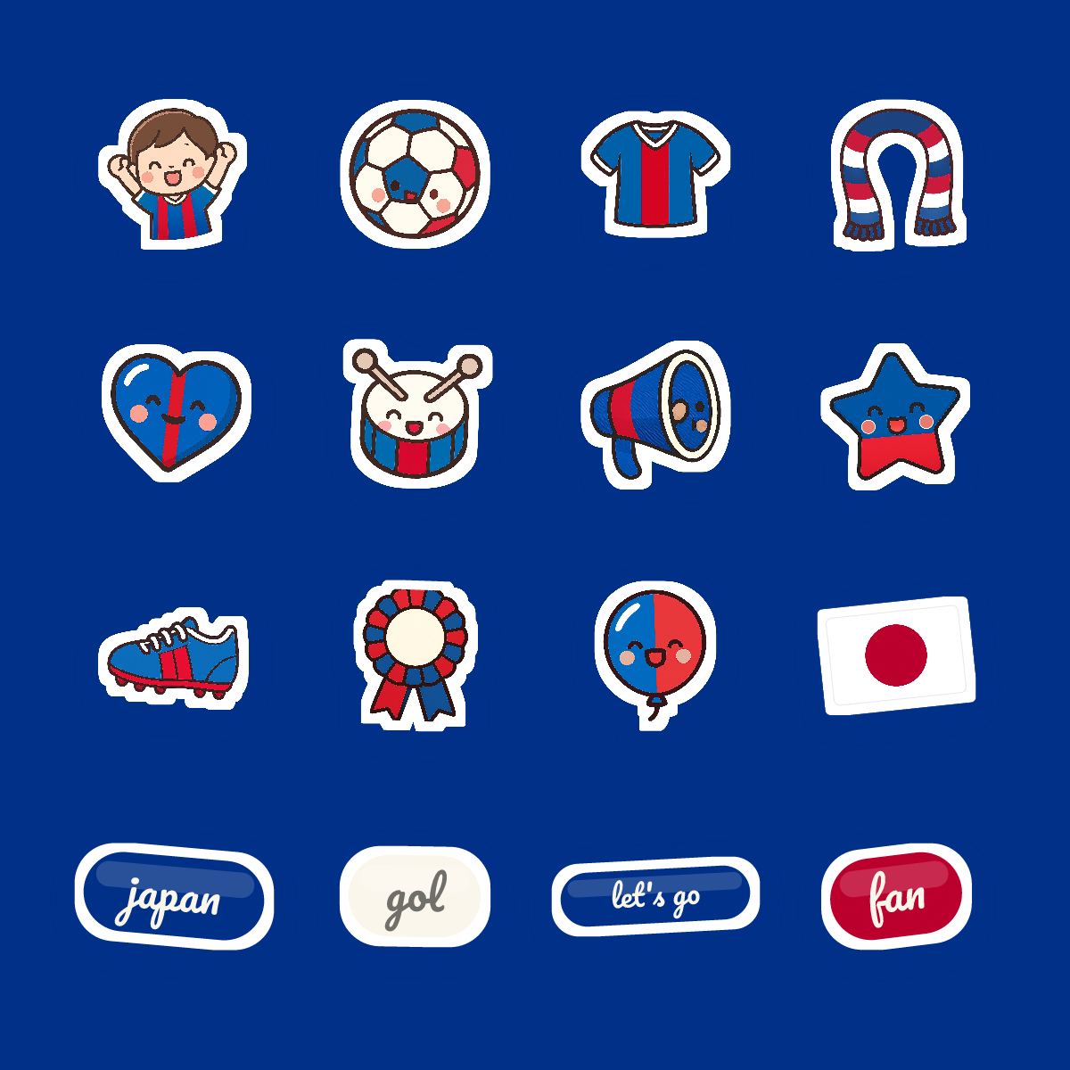 Japan Football Fan Sticker Pack — 16 Kawaii Die-Cut Supporter Stickers (PNG + SVG) preview 4