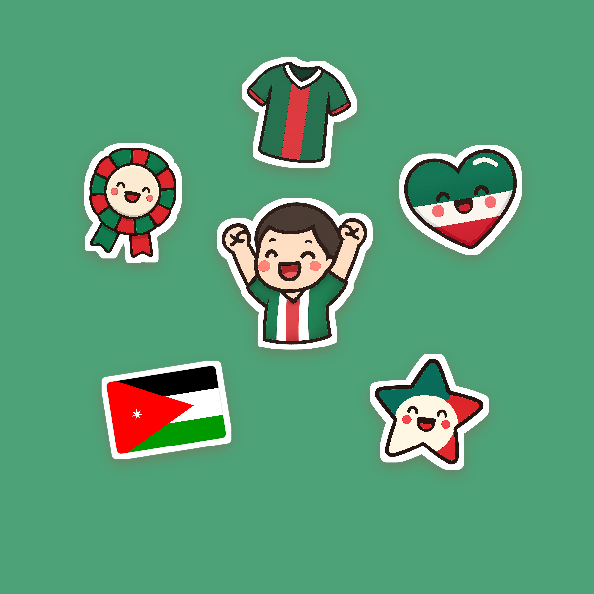 Jordan Football Fan Sticker Pack — 16 Kawaii Die-Cut Supporter Stickers (PNG + SVG) preview 2