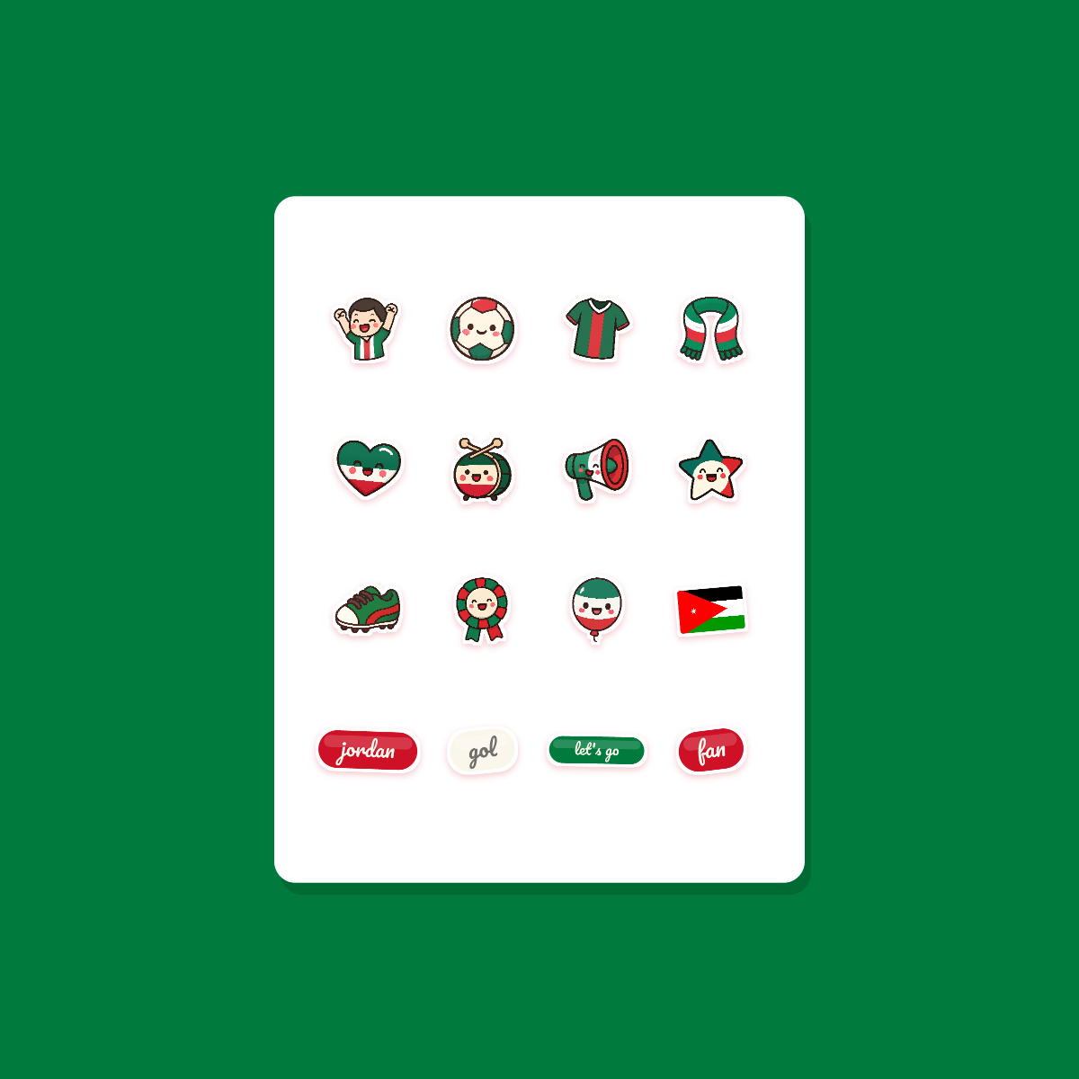 Jordan Football Fan Sticker Pack — 16 Kawaii Die-Cut Supporter Stickers (PNG + SVG) preview 3