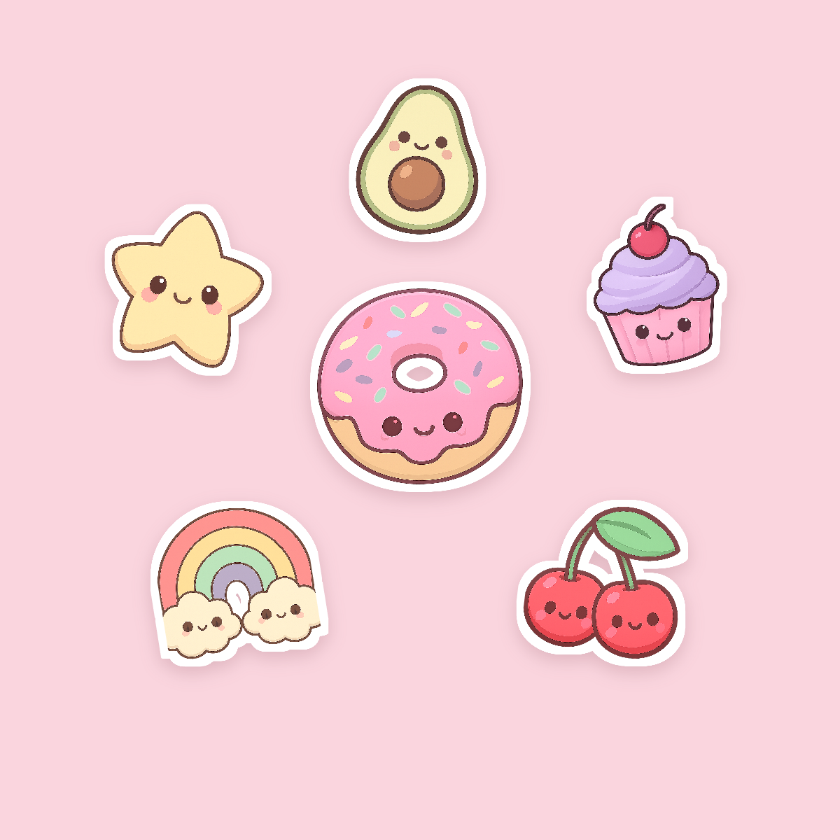 Kawaii Food Sticker Pack — 16 Die-Cut Cute Food Stickers (Donut, Boba, Avocado · PNG + SVG, Commercial Use) preview 2