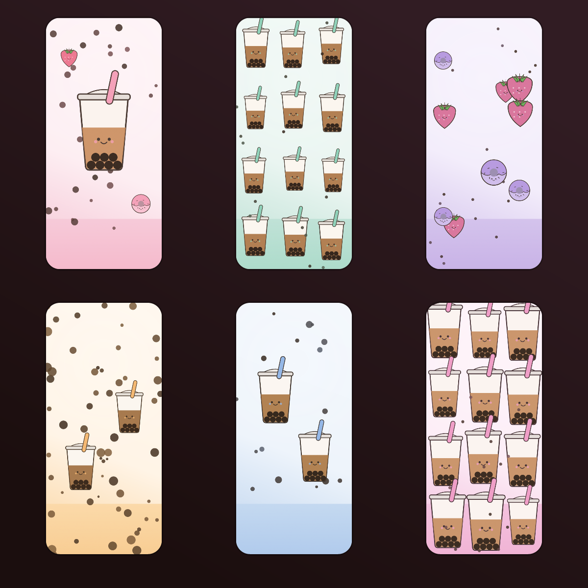 Kawaii Boba Bubble Tea Wallpapers — 12 Cute Food & Sweets Lock Screens (iPhone + Android) preview 2