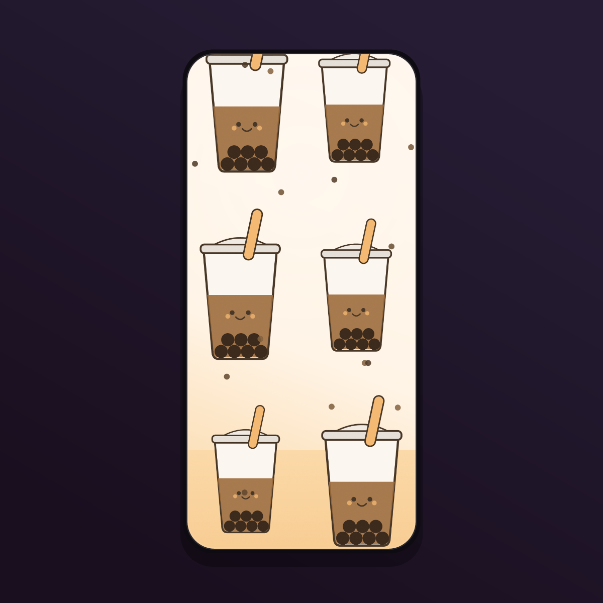 Kawaii Boba Bubble Tea Wallpapers — 12 Cute Food & Sweets Lock Screens (iPhone + Android) preview 4