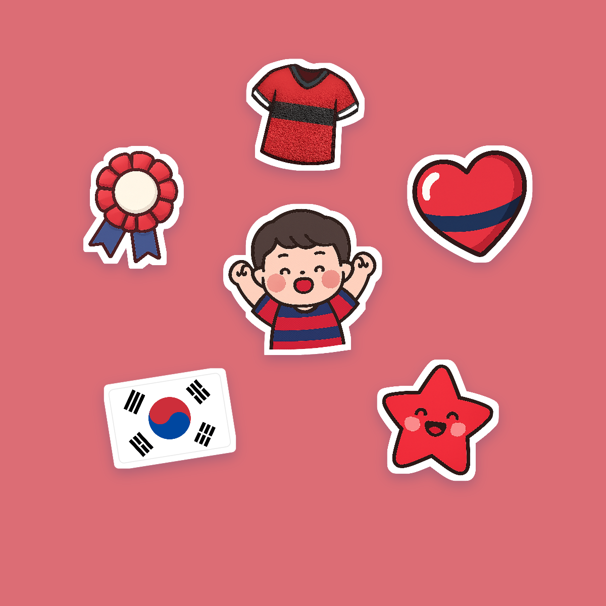 Korea Republic Football Fan Sticker Pack — 16 Kawaii Die-Cut Supporter Stickers (PNG + SVG) preview 2