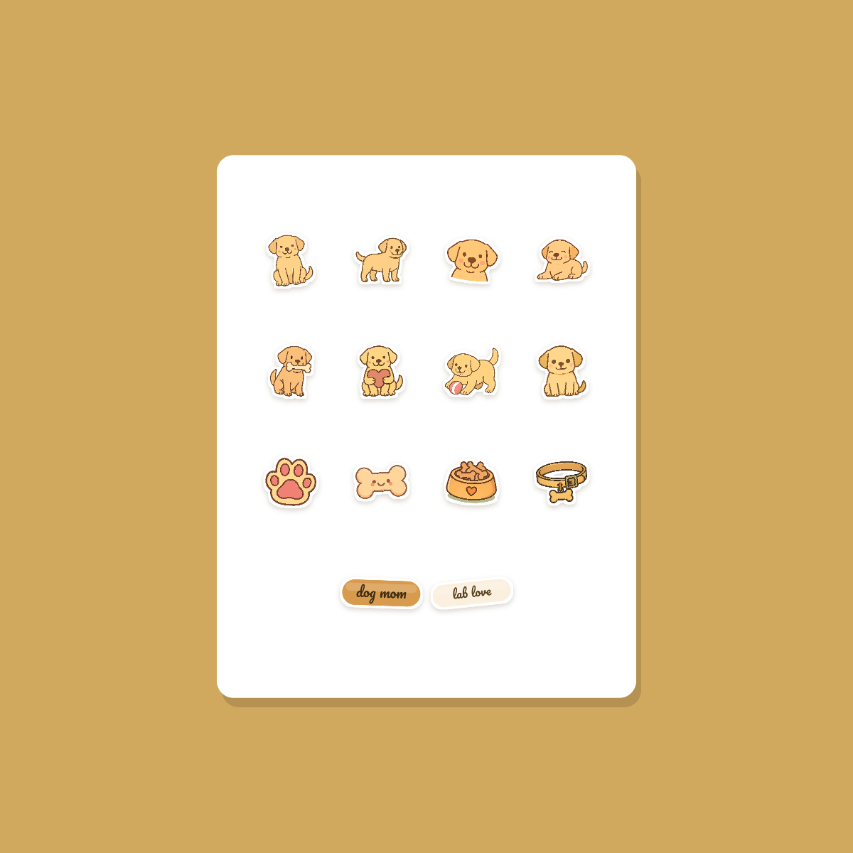 Labrador Kawaii Sticker Pack — Dog Mom Die-Cut Stickers (PNG + SVG, Commercial Use) preview 3