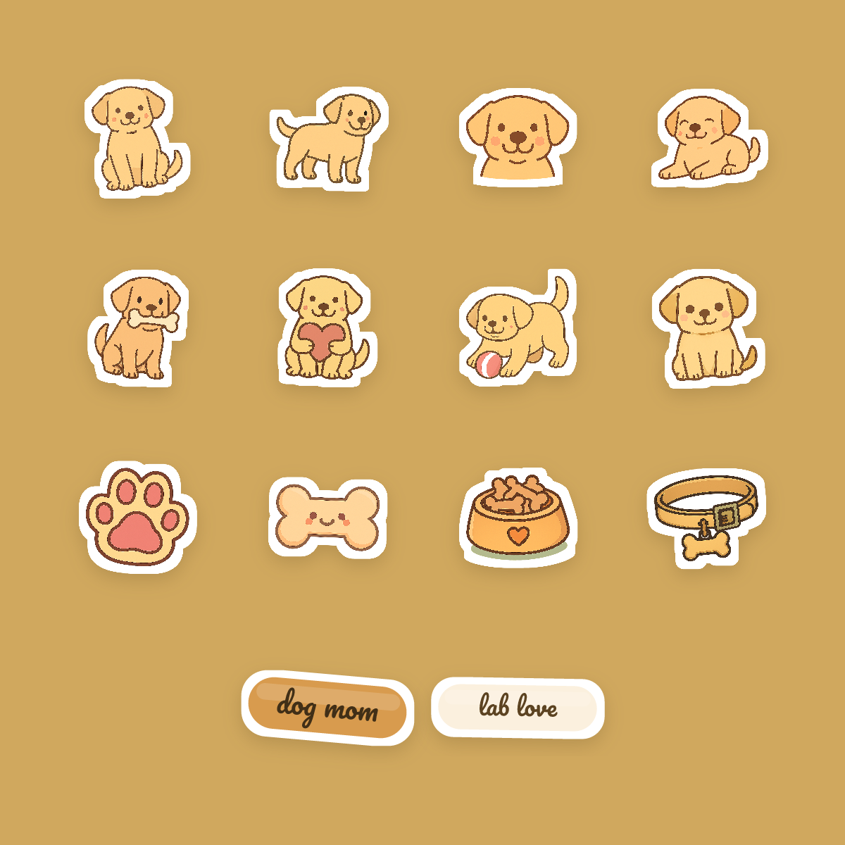 Labrador Kawaii Sticker Pack — Dog Mom Die-Cut Stickers (PNG + SVG, Commercial Use) preview 4
