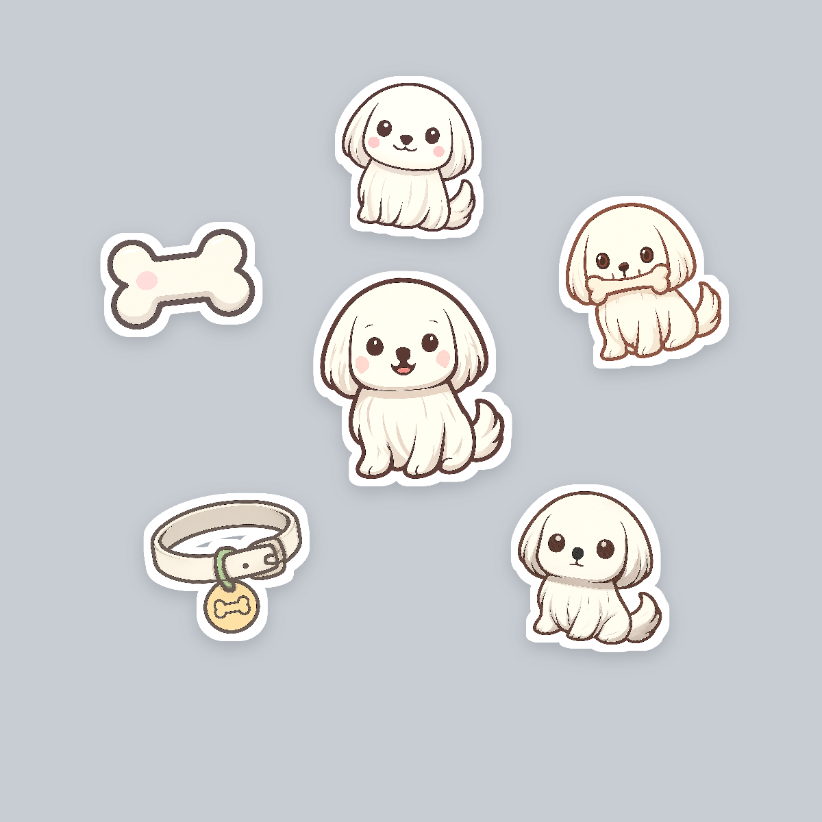 Maltese Kawaii Sticker Pack — Dog Mom Die-Cut Stickers (PNG + SVG, Commercial Use) preview 2