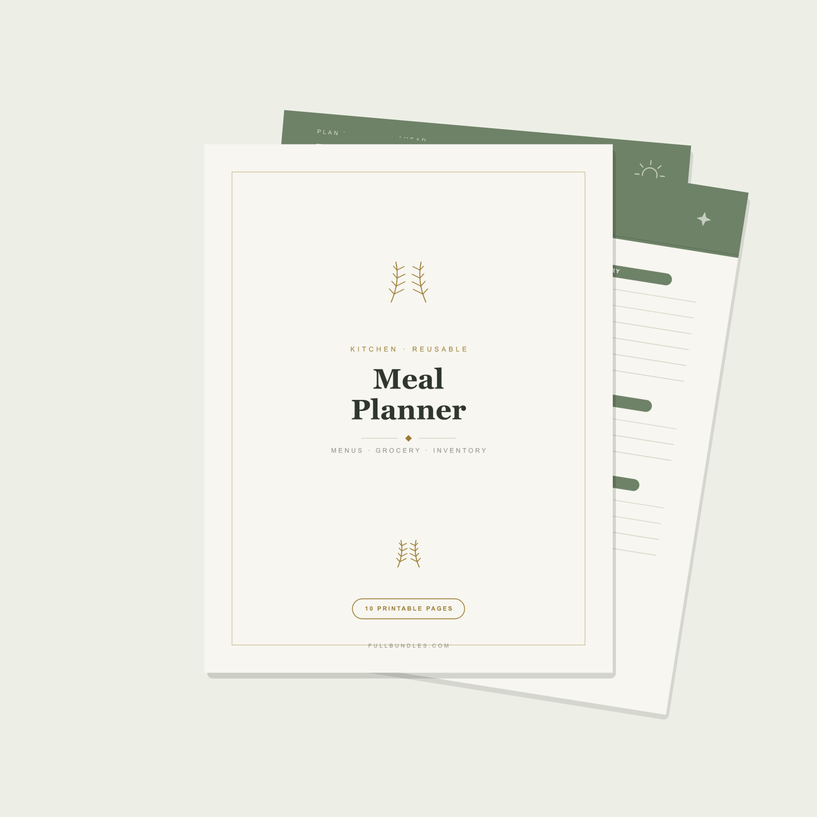 Meal Planner & Grocery List — 10 Printable Pages (A4 + US Letter PDF + SVG)