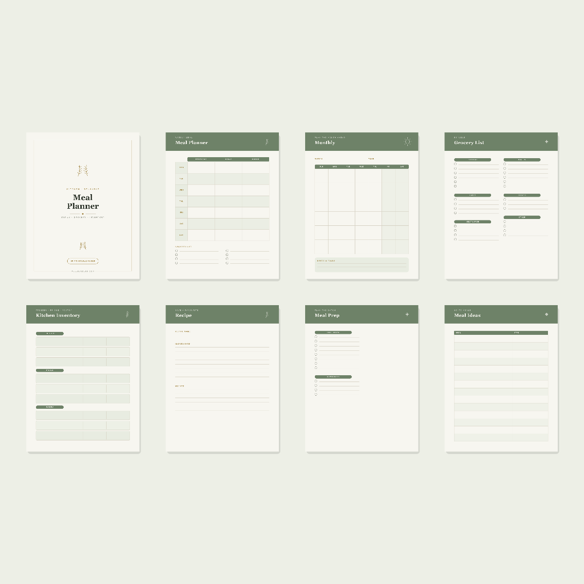 Meal Planner & Grocery List — 10 Printable Pages (A4 + US Letter PDF + SVG) preview 3