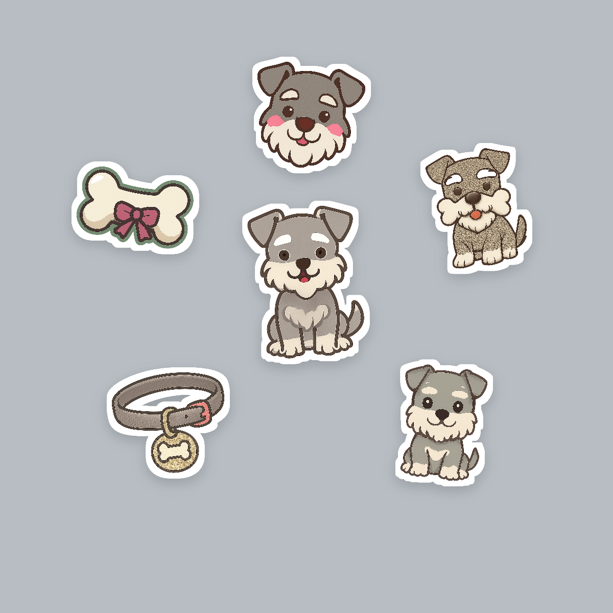 Miniature Schnauzer Kawaii Sticker Pack — Dog Mom Die-Cut Stickers (PNG + SVG, Commercial Use) preview 2