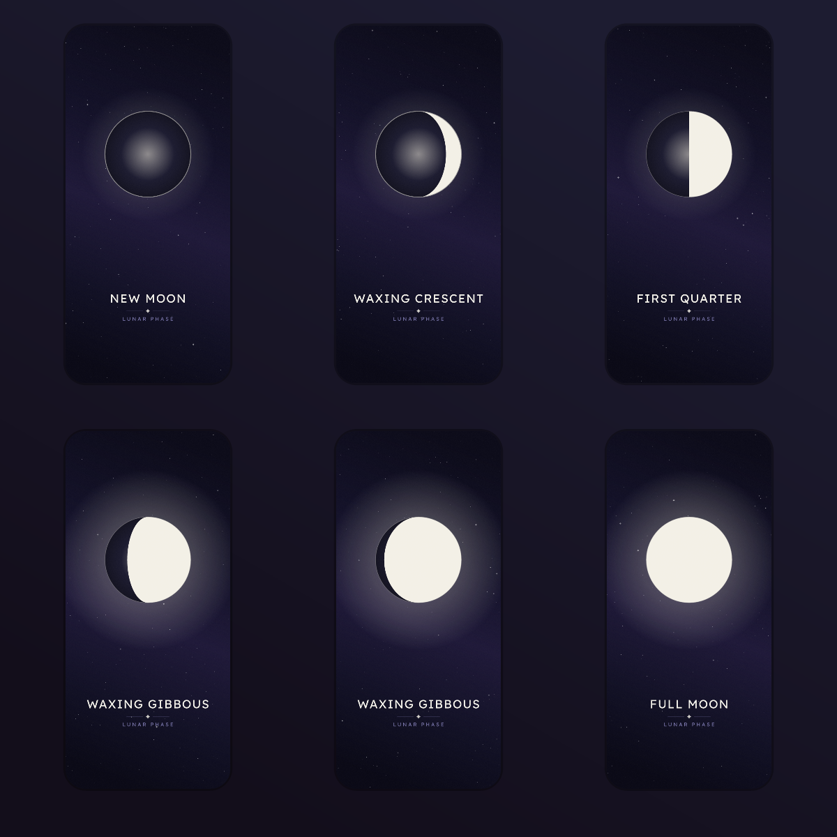 Moon Phases Celestial Wallpapers — 12 Lunar Cycle Lock Screens (iPhone + Android) preview 2