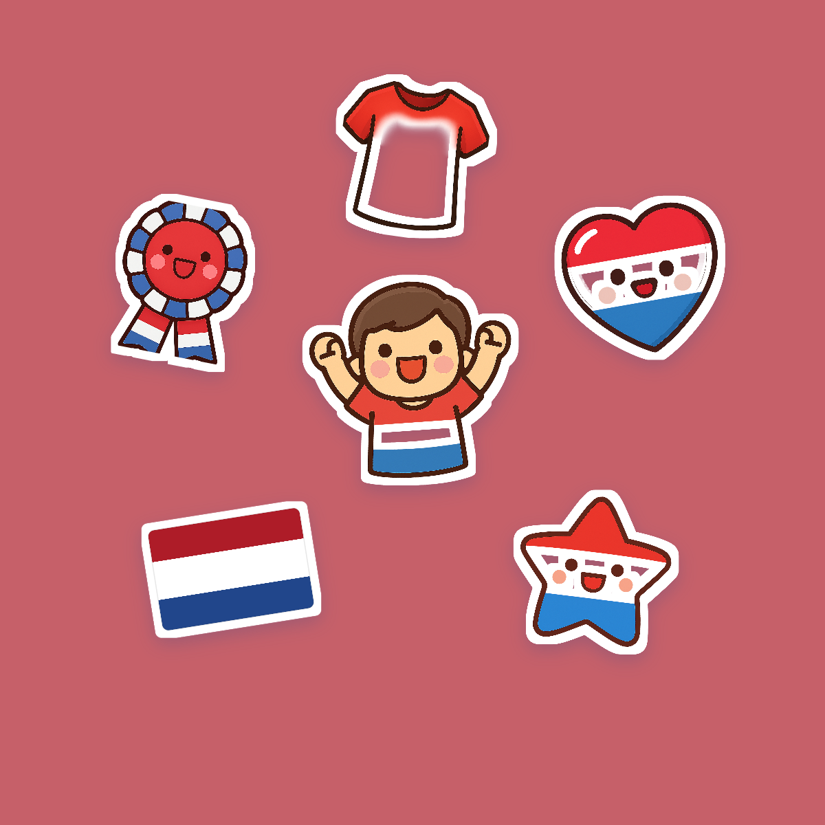 Netherlands Football Fan Sticker Pack — 16 Kawaii Die-Cut Supporter Stickers (PNG + SVG) preview 2