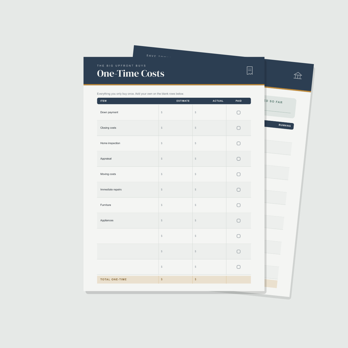 New Homeowner Budget Planner — 13 Printable Pages (Home-Buying Budget, Down Payment & Closing Costs, Monthly Housing Costs, Moving Budget, Maintenance Fund, First-Year Projection · A4 + US Letter PDF + SVG) preview 2