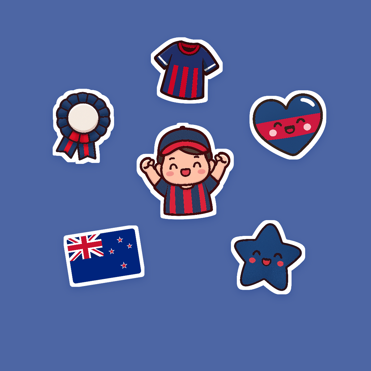 New Zealand Football Fan Sticker Pack — 16 Kawaii Die-Cut Supporter Stickers (PNG + SVG) preview 2