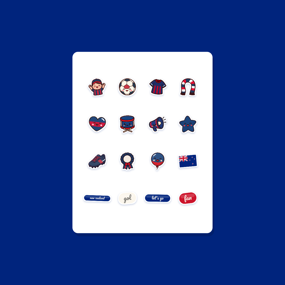 New Zealand Football Fan Sticker Pack — 16 Kawaii Die-Cut Supporter Stickers (PNG + SVG) preview 3