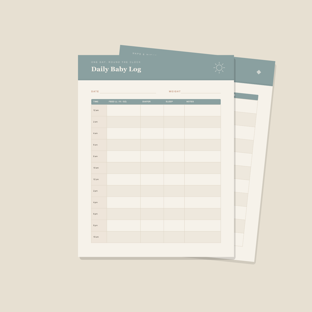 Newborn Baby Daily Log — 10 Printable Pages (Feeding, Diaper, Sleep · A4 + US Letter PDF + SVG) preview 2