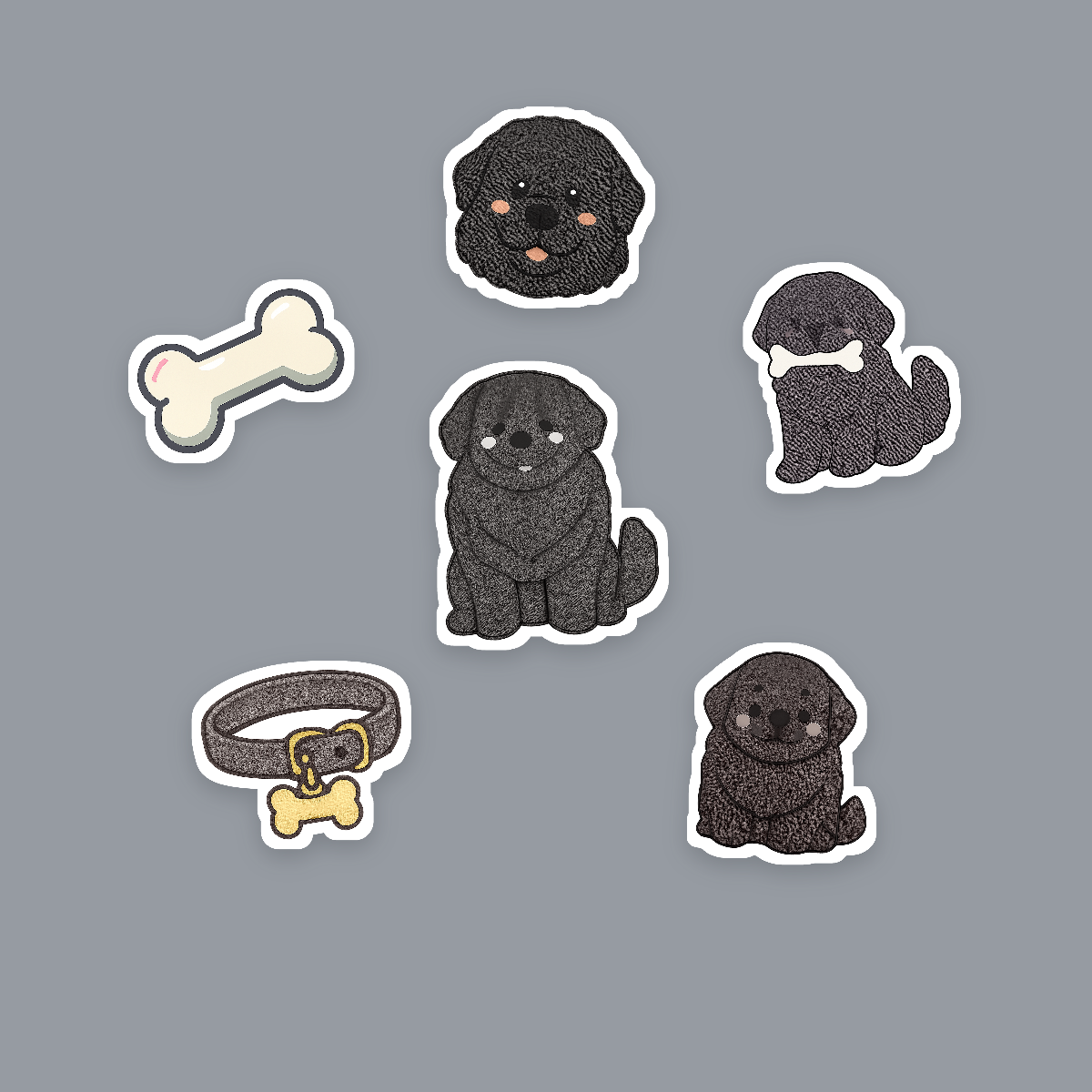 Newfoundland Kawaii Sticker Pack — Dog Mom Die-Cut Stickers (PNG + SVG, Commercial Use) preview 2