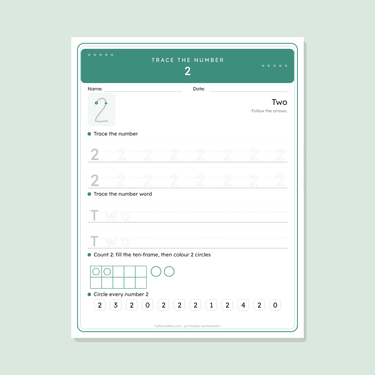 Number Tracing Worksheets 1-20 — 20 Printable Counting & Number Practice Pages (Preschool & Kindergarten) preview 2